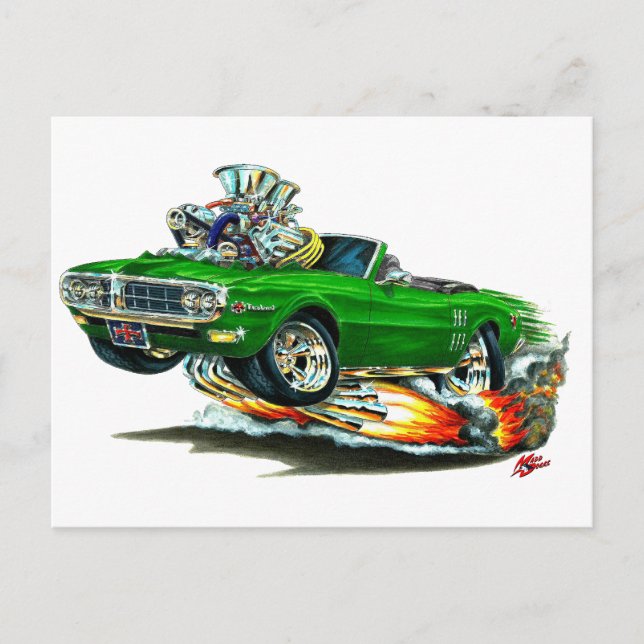 Carte Postale 1967-68 Firebird Vert Convertible (Devant)