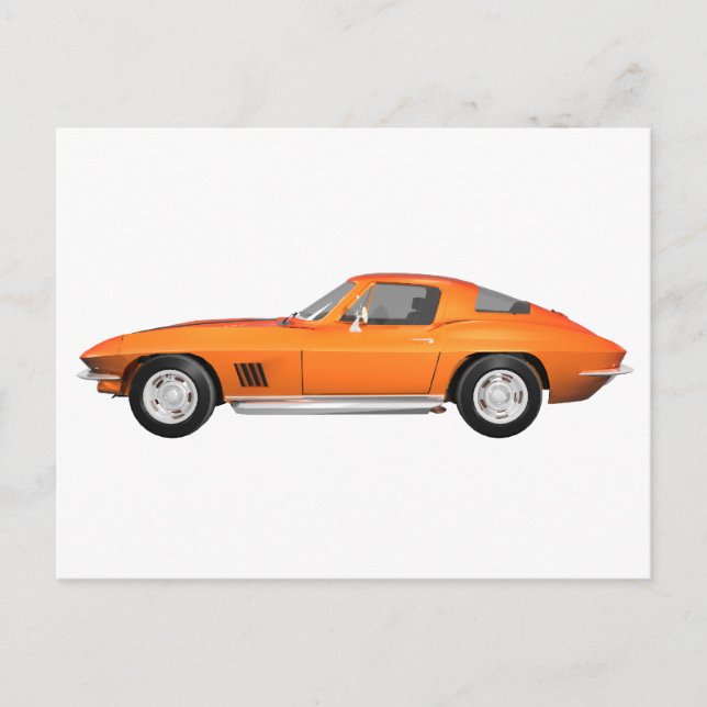 Carte Postale 1967 Corvette Sports Car : Fin orange (Devant)