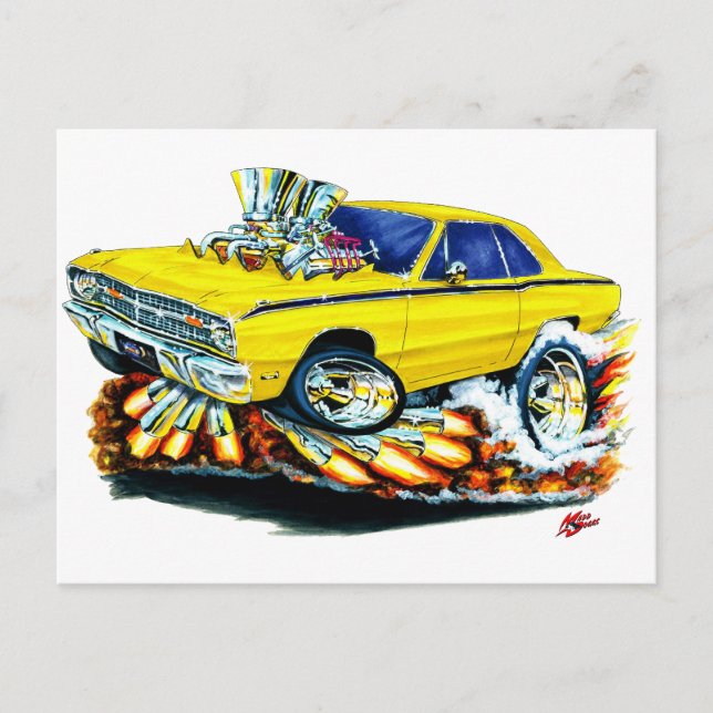 Carte Postale 1968-71 Dodge Dart Yellow Car (Devant)