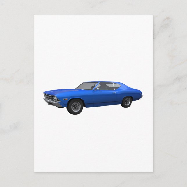 Carte Postale 1969 Chevelle SS : Finition bleue (Devant)