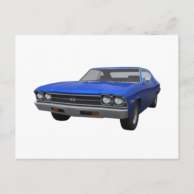 Carte Postale 1969 Chevelle SS : Finition bleue (Devant)