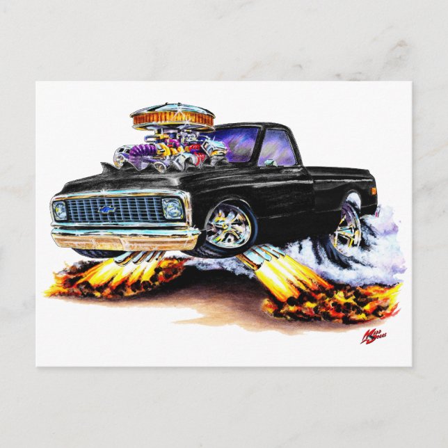 Carte Postale 1970-72 Chevy C10 Black Longbed (Devant)