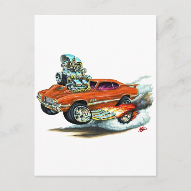 Carte Postale 1970-72 Olds Cutlass 442 Orange Car (Devant)