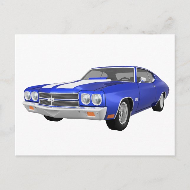 Carte Postale 1970 Chevelle SS : Finition bleue : (Devant)