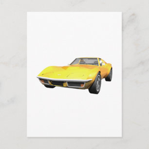 Carte Postale 1970 Corvette Sports Car : Finition jaune