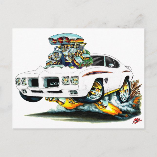 Carte Postale 1970 GTO Juge White Car (Devant)