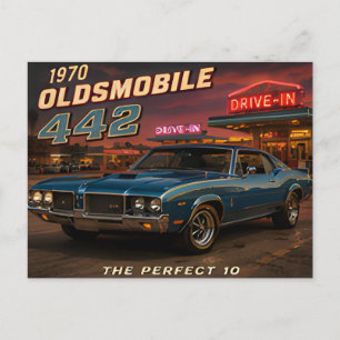 Carte Postale 1970 Oldsmobile 442 Voiture Américaine Classique