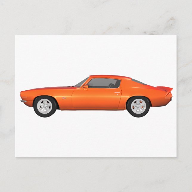 Carte Postale 1972 Camaro : Muscle Car : Fin orange : (Devant)
