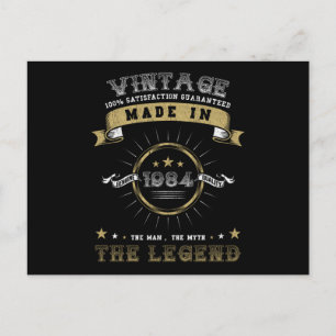 Carte Postale 1984 Né Anniversaire Vintage