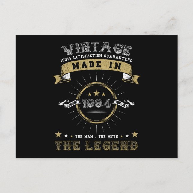 Carte Postale 1984 Né Anniversaire Vintage (Devant)