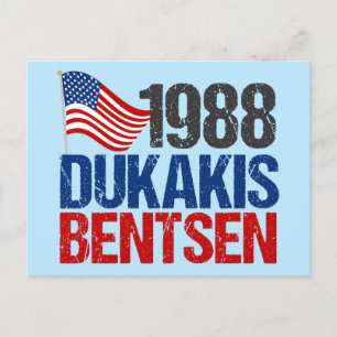 Carte Postale 1988 Dukakis Bentsen Funny Rétro Election