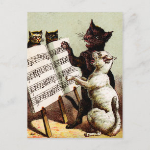 Carte Postale 19e C. Chats chanteurs