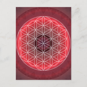 Carte Postale 1 Chakra Flower of Life rouge