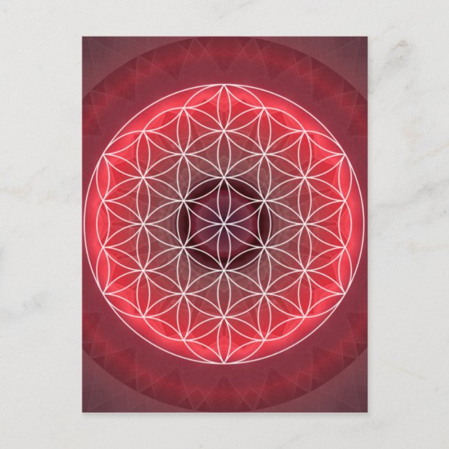 Carte Postale 1 Chakra Flower of Life rouge (Devant)