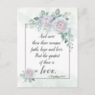Carte Postale 1 Corinthiens 13:13 Foi Espoir Amour, Bible Verse