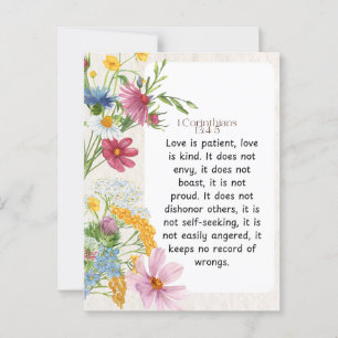 Carte Postale 1 Corinthiens 13:4-5 Aquarelle apaisante Conceptio