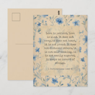 Carte Postale 1 Corinthiens 13:4–5 L'amour est patient Floral
