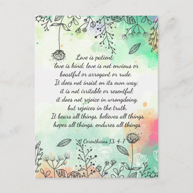 Carte Postale 1 Corinthiens 13: 4-7 (Devant)