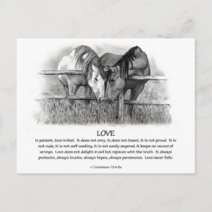Carte Postale 1 Corinthiens 13 : Amour, Chevaux au crayon