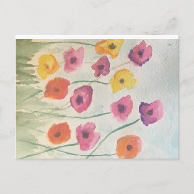 Carte postale 1 en fleurs colorées (Devant)