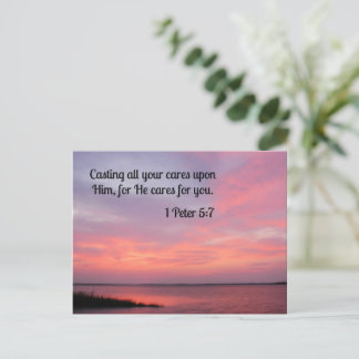 Carte Postale 1 Pierre 5:7 Jetant sur Lui tous vos soucis