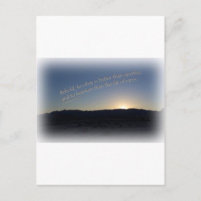 Carte Postale 1 Samuel 15:22 Coucher de soleil Bordure blanche (Devant)