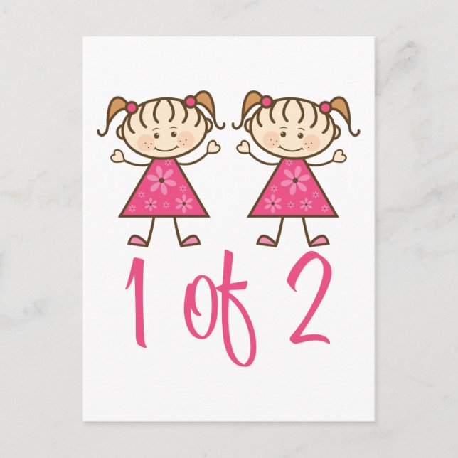 Carte Postale 1 Sur 2 Filles Roses (Devant)