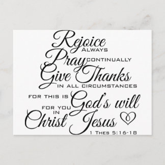 Carte Postale 1 Thes 5:16-18 - Art Écriture