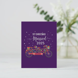 Carte Postale 1er Noël Marié 2025 Tandem Vélo