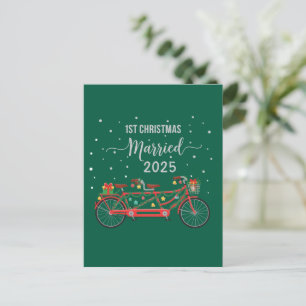 Carte Postale 1er Noël Marié 2025 Tandem Vélo