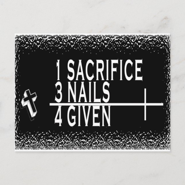 CARTE POSTALE 1SACRIFICE + 3 NAILS = 4JÉSUS CHRÉTIEN DONNÉ (Devant)