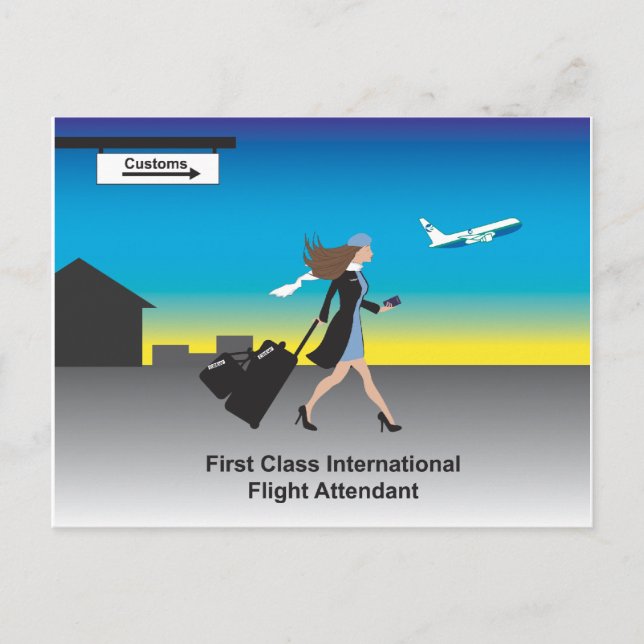 Carte Postale 1st Class International Flight Attendant (Devant)