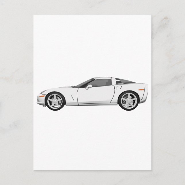 Carte Postale 2008 Corvette : Voiture de sport : Fin blanche : (Devant)