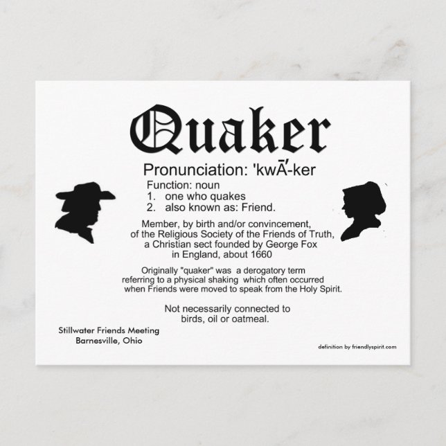 Carte Postale 2013 Mini Calendar Definition of a Quaker (Devant)