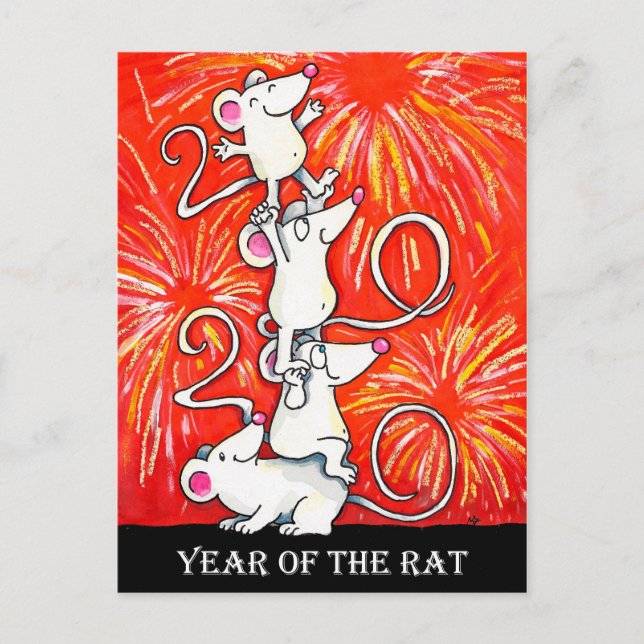 Carte postale 2020 Année du rat par N. Janes (Devant)
