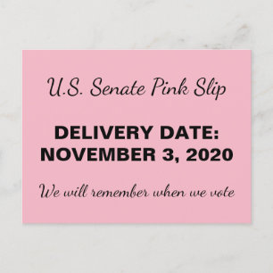 Carte Postale 2020 Sénat Pink Slip GOP Trump Résistance