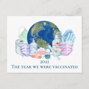 Carte Postale 2021 Année civile nous avons été Vacciné Vaccin