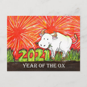 Carte postale 2021 Année du Bœuf