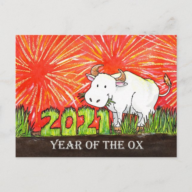 Carte postale 2021 Année du Bœuf (Devant)