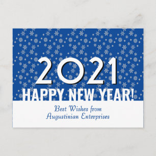 Carte Postale 2021 Bonne année Flocon de neige Entreprise
