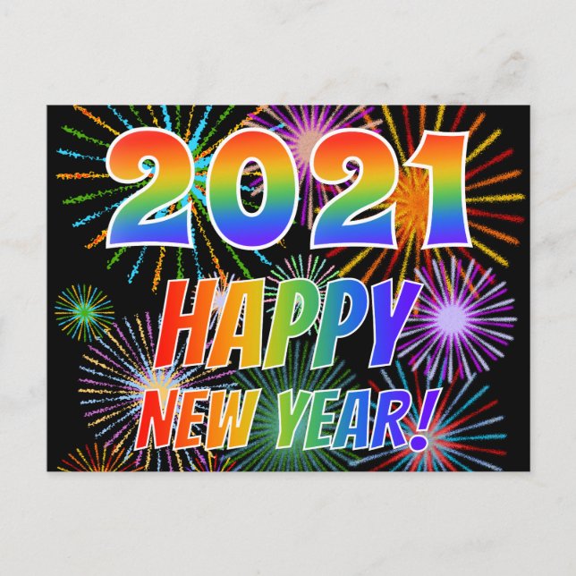 Carte Postale 2021 HEUREUSE NOUVELLE ANNÉE !, Motif de feux d'ar (Devant)