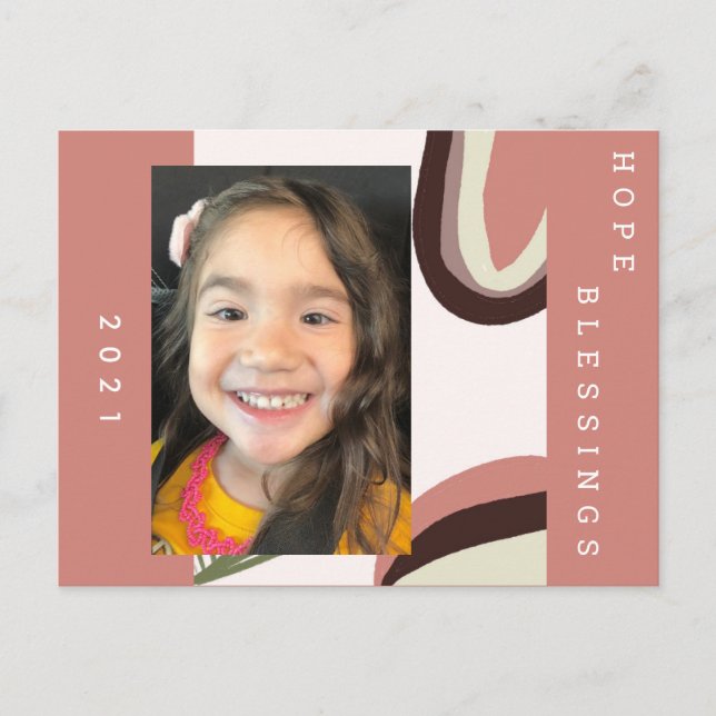 Carte Postale 2021 Nouvelles Années Formes organiques Photo bota (Devant)