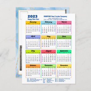 Carte Postale 2023 Calendrier annuel moderne Entreprise Blue Gol