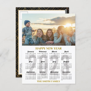 Carte Postale 2023 Calendrier moderne Gold et noir Script photo