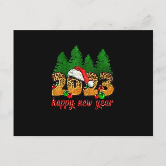 Carte Postale 2023 Joyeux Nouvel An Leopard Nouvel An Soirée Su (Devant)