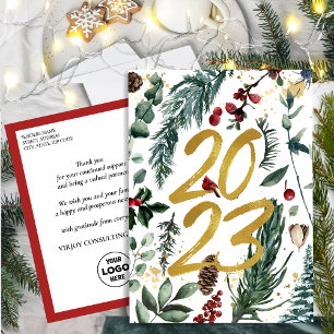 Carte Postale 2023 Pine Festive de l'année 2023 Gold