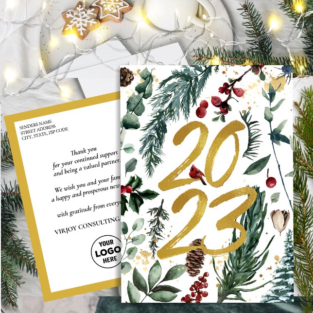 Carte Postale 2023 Pine Festive de l'année 2023 Gold (Créateur téléchargé)