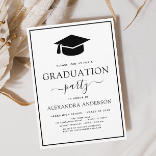 Carte Postale 2024 Graduation Party Moderne Elégant noir blanc I