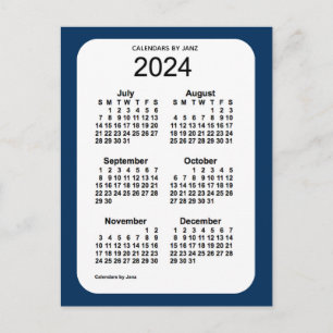 Carte Postale 2024 Police Box Blue 6 Mois Mini Calendrier par Ja