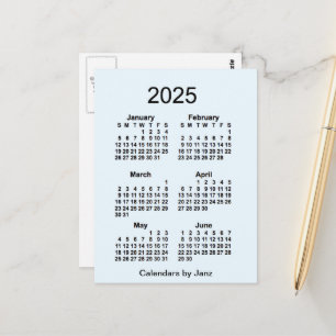 Carte Postale 2025 Alice Blue 6 Mois Mini Calendrier par Janz